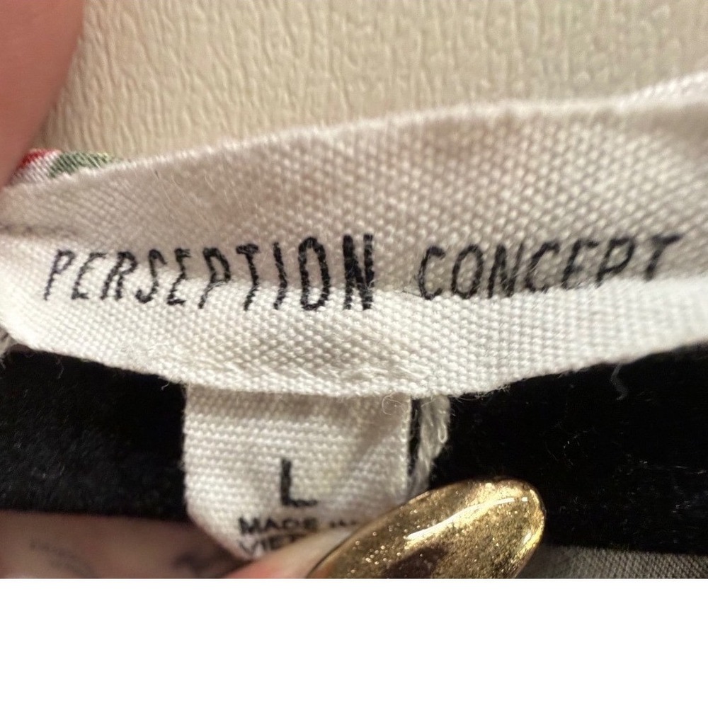 Perception Concept Floral Ruffle Shoulder V-Neck Tank Top Black Coral Large - Picture 7 of 8